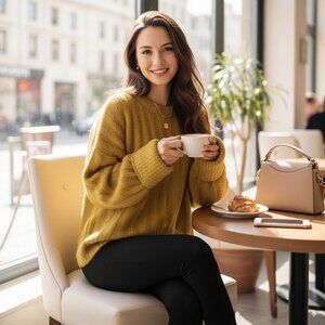 J.ing Cozy Mustard Wool Blend Ribbed Sweater